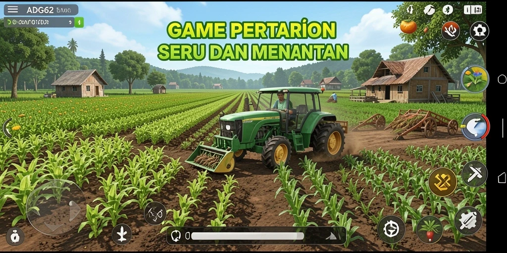 Tampilan gameplay <strong>ADG62</strong> yang menampilkan pertanian yang kaya dan interaktif.