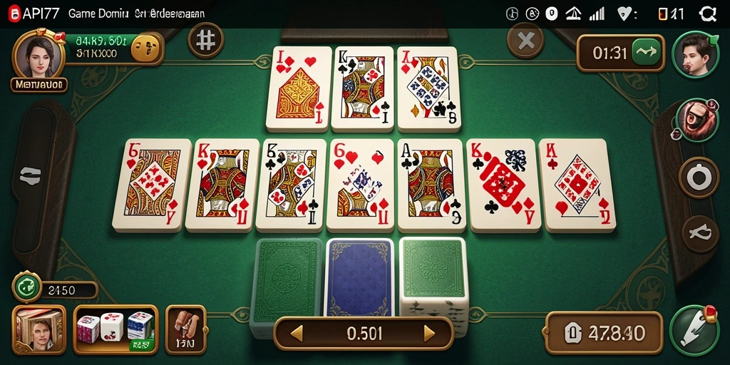 Tampilan gameplay seru API77 dengan kartu Domino.