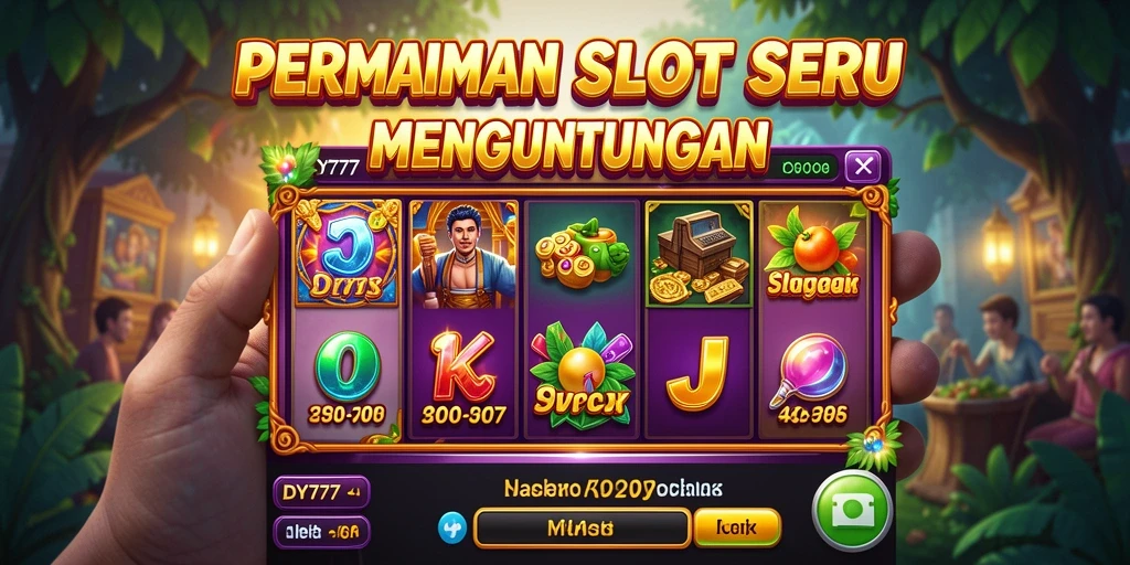 Tangkapan layar utama DY777 menunjukkan gameplay slot yang menarik dan penuh warna.