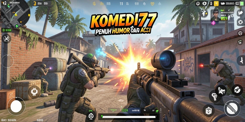 Screenshot gameplay KOMEDI77 yang menunjukkan aksi seru dan lucu.