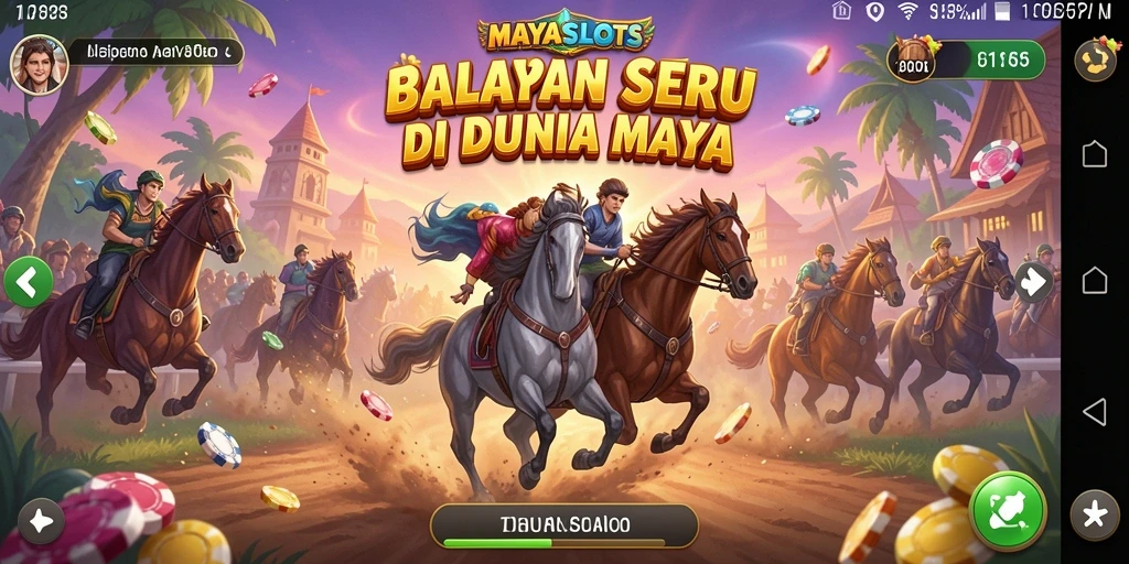 Screenshot gameplay MAYASLOTS yang menampilkan aksi balapan seru.