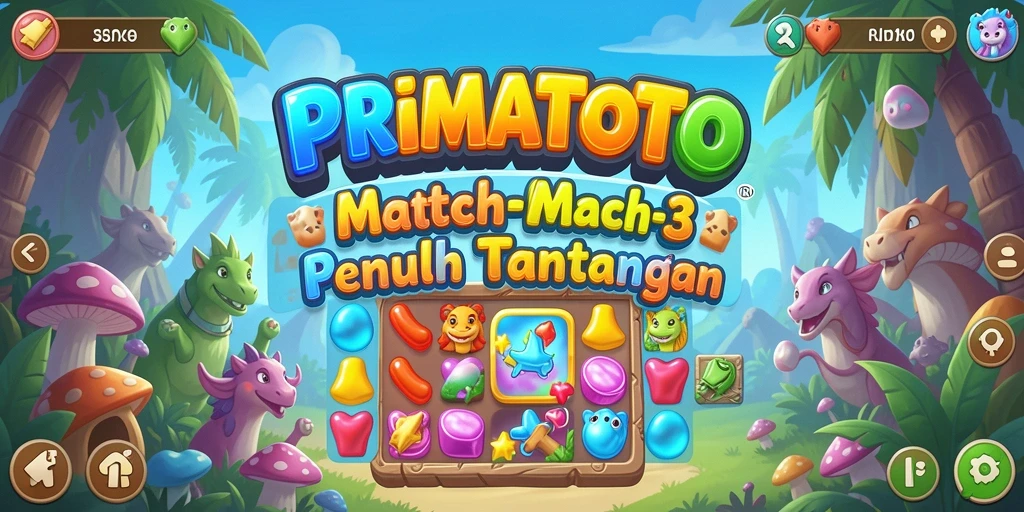 Tampilan gameplay menarik di PRIMATOTO dengan elemen Match-3 yang seru.