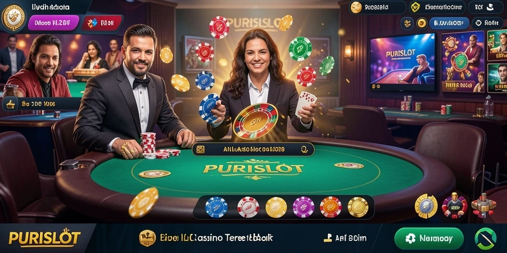 Tampilan gameplay Live Casino yang mendebarkan di PURISLOT.