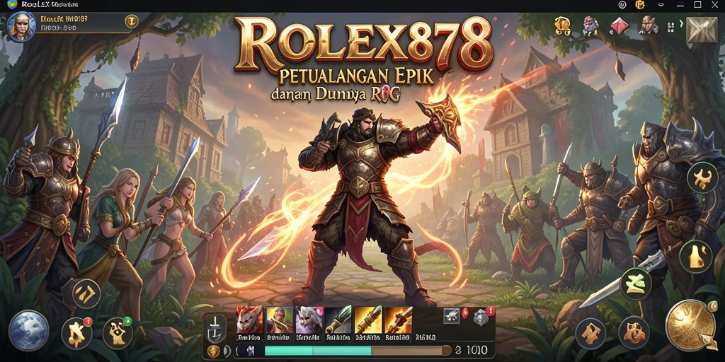 Screenshot gameplay ROLEX878 menunjukkan pertarungan epik dan lingkungan yang memukau.