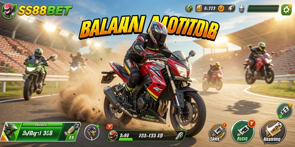 Tampilan seru gameplay balapan motor di SS88BET.