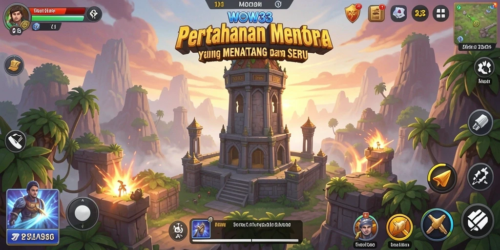 Tampilan seru gameplay Tower Defense di WOW33.